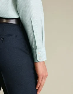 Stripe non-iron poplin cutaway slim fit shirt