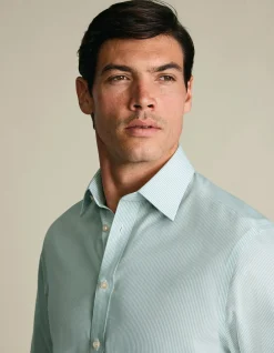 Stripe non-iron poplin cutaway slim fit shirt