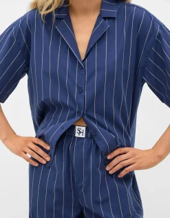STRIPE SHIRT AND SHORT PJ SET