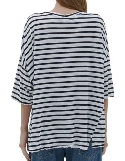 Stripe Slouch Side Step Short Sleeve T-Shirt