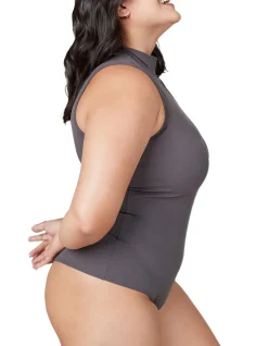 Suit Yourself Ribbed Mock Neck Bodysuit