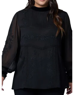 SUNDAY IN THE CITY-NIGHTFALL EMBROIDERED BLOUSE