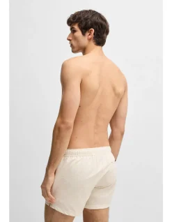Swim shorts in seersucker fabric with embroidered logo