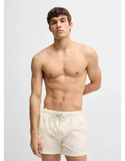 Swim shorts in seersucker fabric with embroidered logo