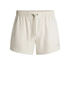 Swim shorts in seersucker fabric with embroidered logo