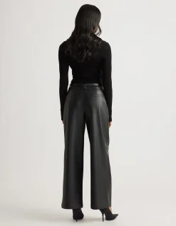 Tabitha Belted Wide Leg Faux Leather Pants