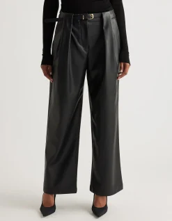 Tabitha Belted Wide Leg Faux Leather Pants