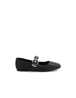Taimer Eyelet Strap Leather Mary Jane Flats