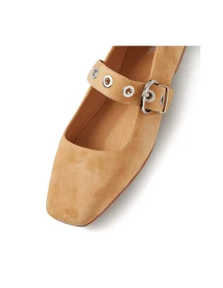 Taimer Buckled Strap Suede Ballet Flats