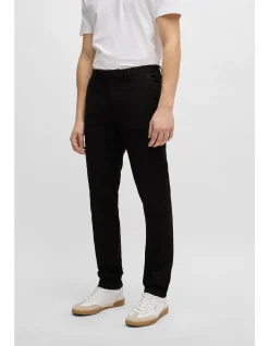 Tapered Fit Cotton Blend Chino Pants Black