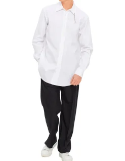 T Chain Collar Shirt with Silver Chain Detail