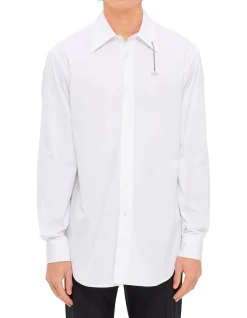 T Chain Collar Shirt with Silver Chain Detail