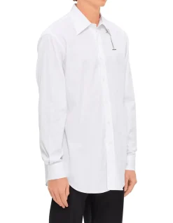 T Chain Collar Shirt with Silver Chain Detail