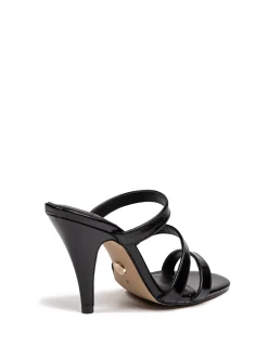 TERRA Black Creased Leather Strappy Heel