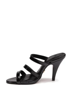 TERRA Black Creased Leather Strappy Heel