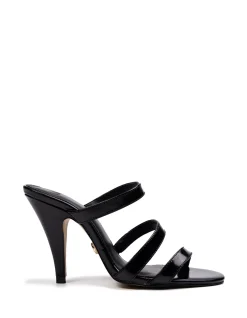 TERRA Black Creased Leather Strappy Heel