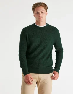 TEXTURED COTTON MERINO CREW NECK Sweater