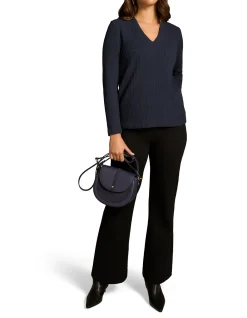 Textured Jacquard Long Sleeve Top - Ink