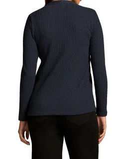 Textured Jacquard Long Sleeve Top - Ink