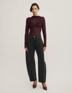 Textured Mesh Long Slevve Top