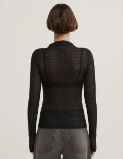 Textured Mesh Long Slevve Top
