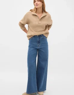 TEXTURED TWIST FUNNEL NECK SWEAT