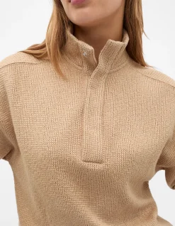 TEXTURED TWIST FUNNEL NECK SWEAT