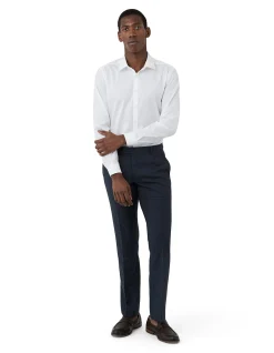 TEXTURED CHECK FLAT FRONT SUIT TROUSER