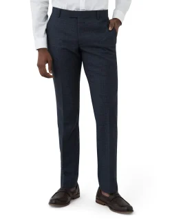 TEXTURED CHECK FLAT FRONT SUIT TROUSER