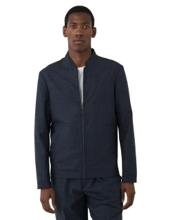 TEXTURED CHECK ZIP-UP CASUAL JACKET