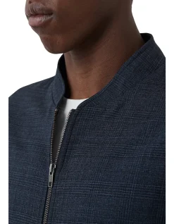 TEXTURED CHECK ZIP-UP CASUAL JACKET
