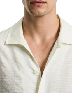 TEXTURED COTTON LINEN SS SHIRT