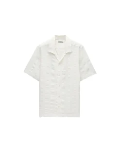 TEXTURED COTTON LINEN SS SHIRT