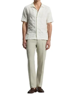 TEXTURED COTTON LINEN SS SHIRT