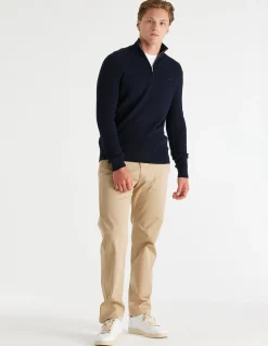 Textured Cotton Merino Half Zip Sweater