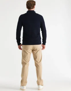 Textured Cotton Merino Half Zip Sweater