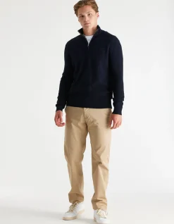 Textured Cotton Merino Half Zip Sweater