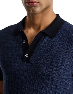 TEXTURED JACQUARD MERINO POLO