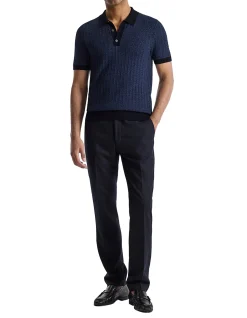 TEXTURED JACQUARD MERINO POLO