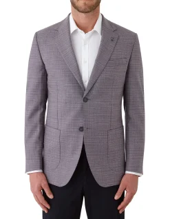 TEXTURED NOTCH LAPEL PATCH POCKET JACKET