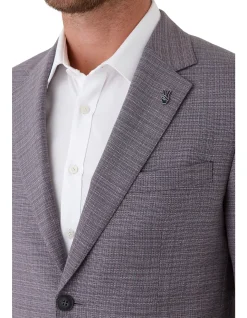 TEXTURED NOTCH LAPEL PATCH POCKET JACKET