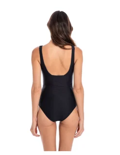 Textured Rib Square Neck One Piece Swimsuit