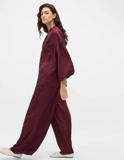 TEXTURED SATIN GATHERED PANT
