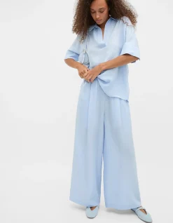 TEXTURED SATIN GATHERED PANT