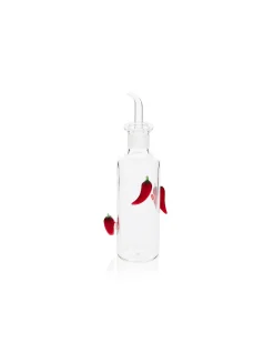 The Chilli Bottle 250ml Glass Chilli Oil Bottle Clear Red