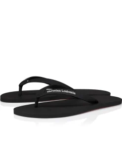 THE CHRISTIAN LOUBOUTIN SUMMER FLAT RUBBER BLACK THONGS