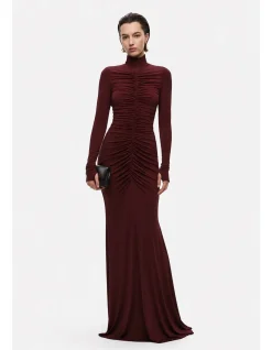 THE GATHERED LONG SLEEVE JERSEY DRESS