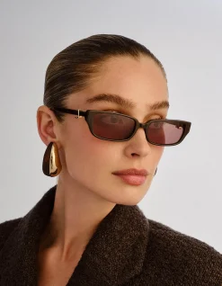 THE PHOEBE DARK CHOCOLATE RECTANGLE Sunglasses