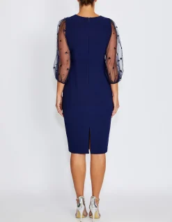 THERESA NAVY SCUBA CREPE DRESS