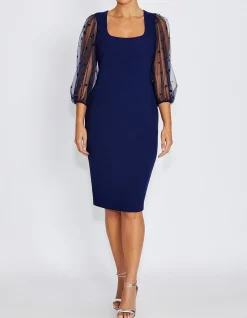 THERESA NAVY SCUBA CREPE DRESS